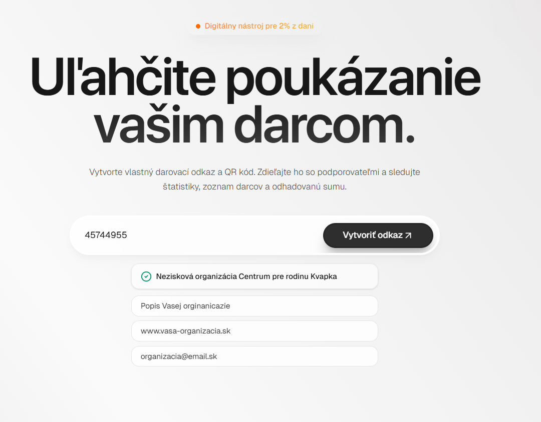 Vytvoriť link - Pre neziskové organizácie, občianske združenia a vzdelávacie inštitúcie